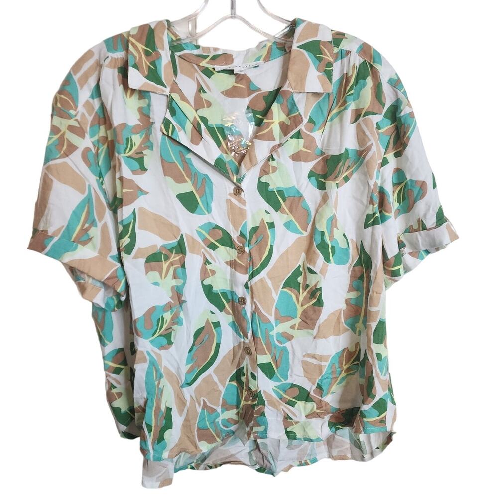 Jane + Delancey Short Sleeve Collared Button Down Blouse, NWOT, Medium